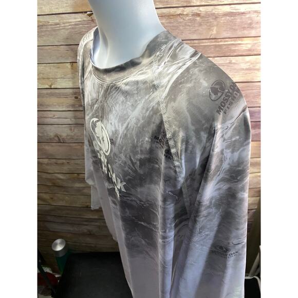 Mossy Oak Fishing Shirt – Size XL – Gray/White Camo – Hydroplex – Made in Jordan - Picture 3 of 11